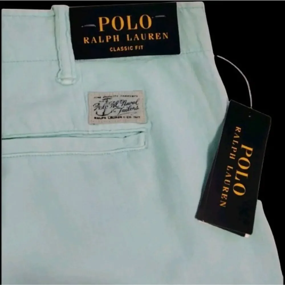NWT Polo Ralph Lauren Mens 32 Linen Cotton Mint Green Classic Fit Shorts Travel